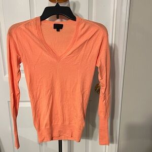 J.Crew 100% Italian Cashmere V-Neck Orange Sweater